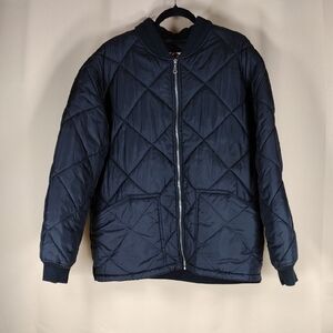 Raw Blue NU Realms Y2K Bomber Casual Winter Streetwear Navy Quilted Jacket